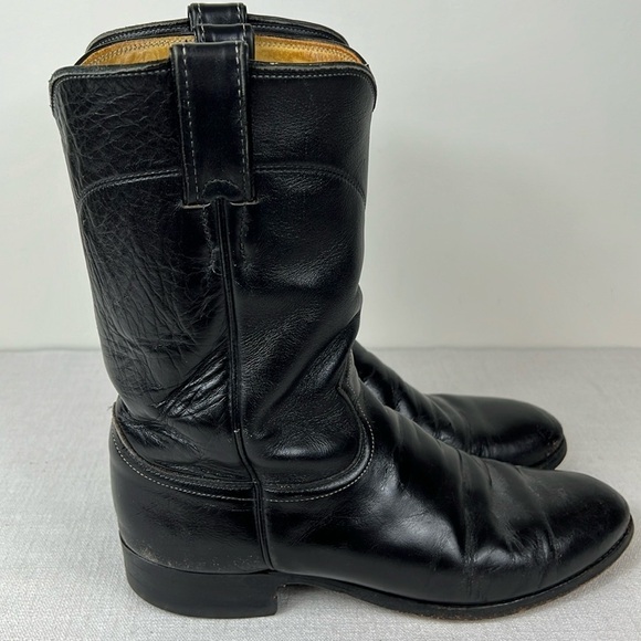 Justin Boots Other - Justin Cowboy Boots 10" Roper Mens Size 8 D Black Leather Comb Last Pull On